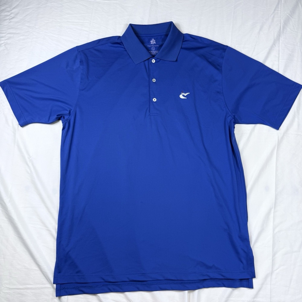 Turtleson Golf‎ Shirt Mens Large Blue Stripe Tour Performance Polo Stretch